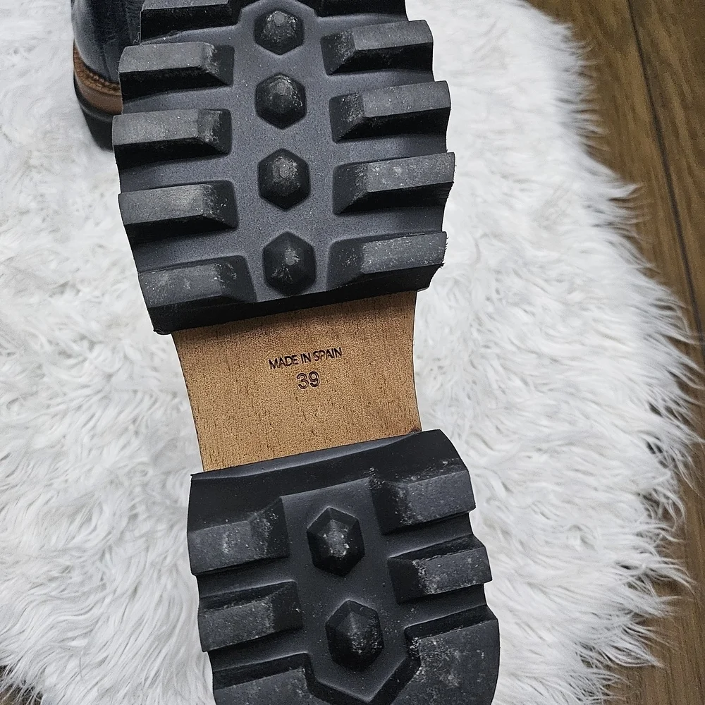 Free People Navy Leather Winter Boots